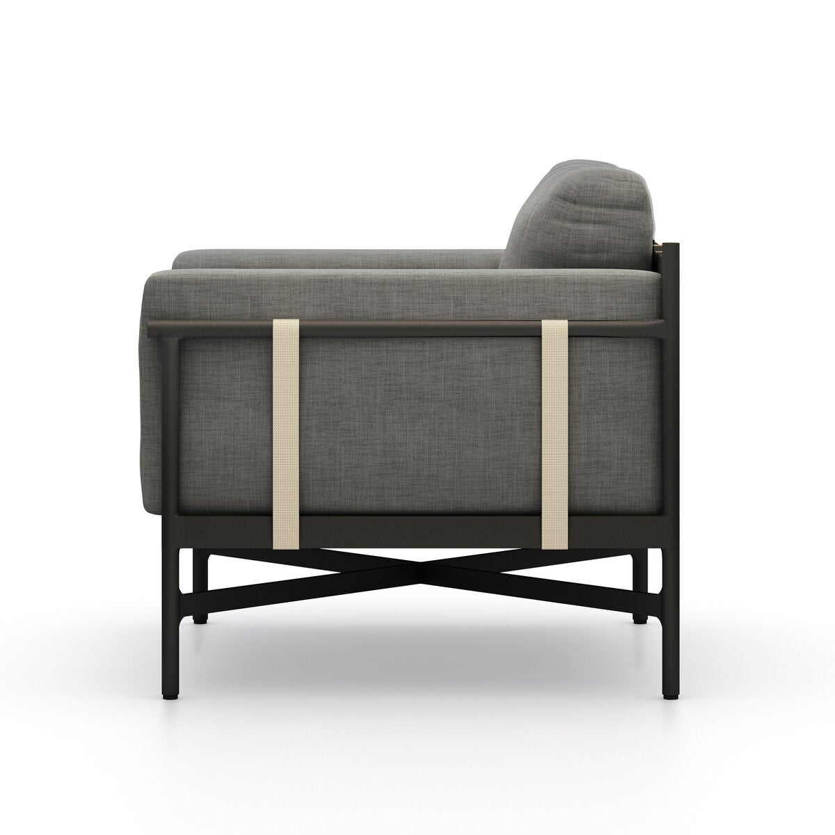 Ivory Strap & Metal Frame Outdoor Chair