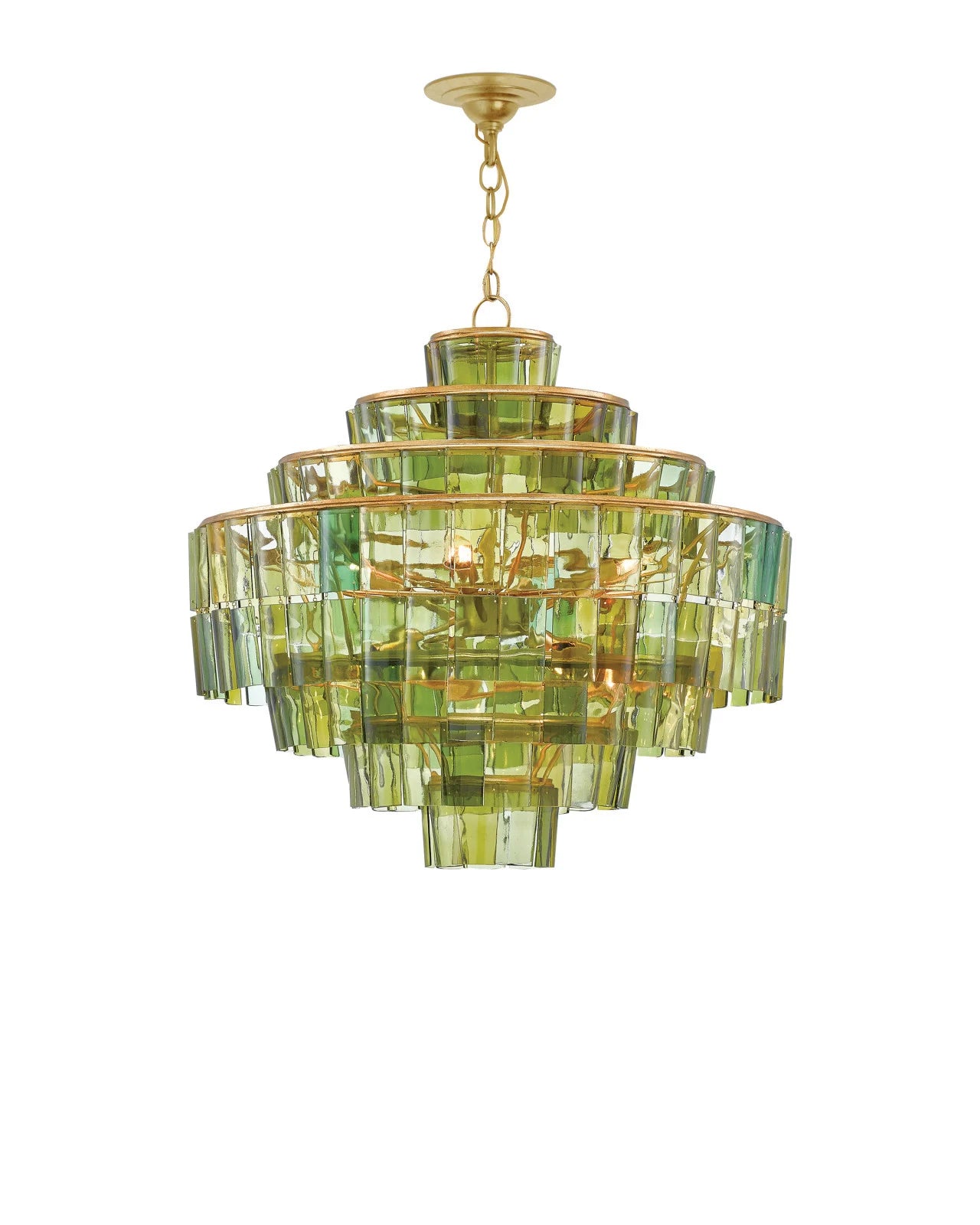 Green Glass Fringe Chandelier