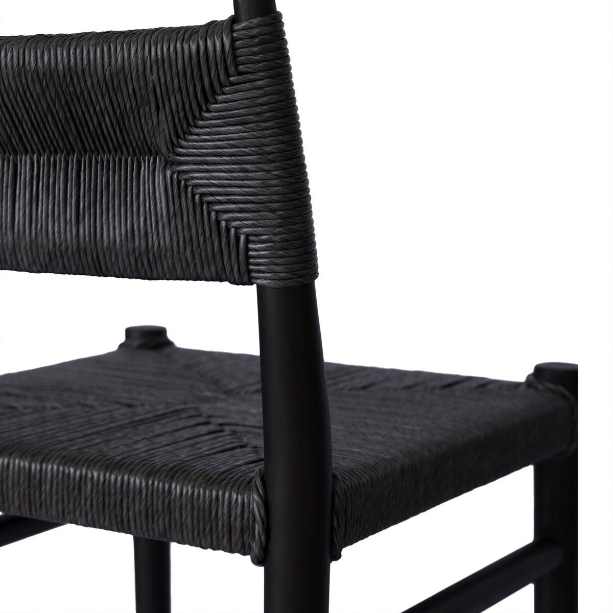 Black Teak and Wicker Bar Stool