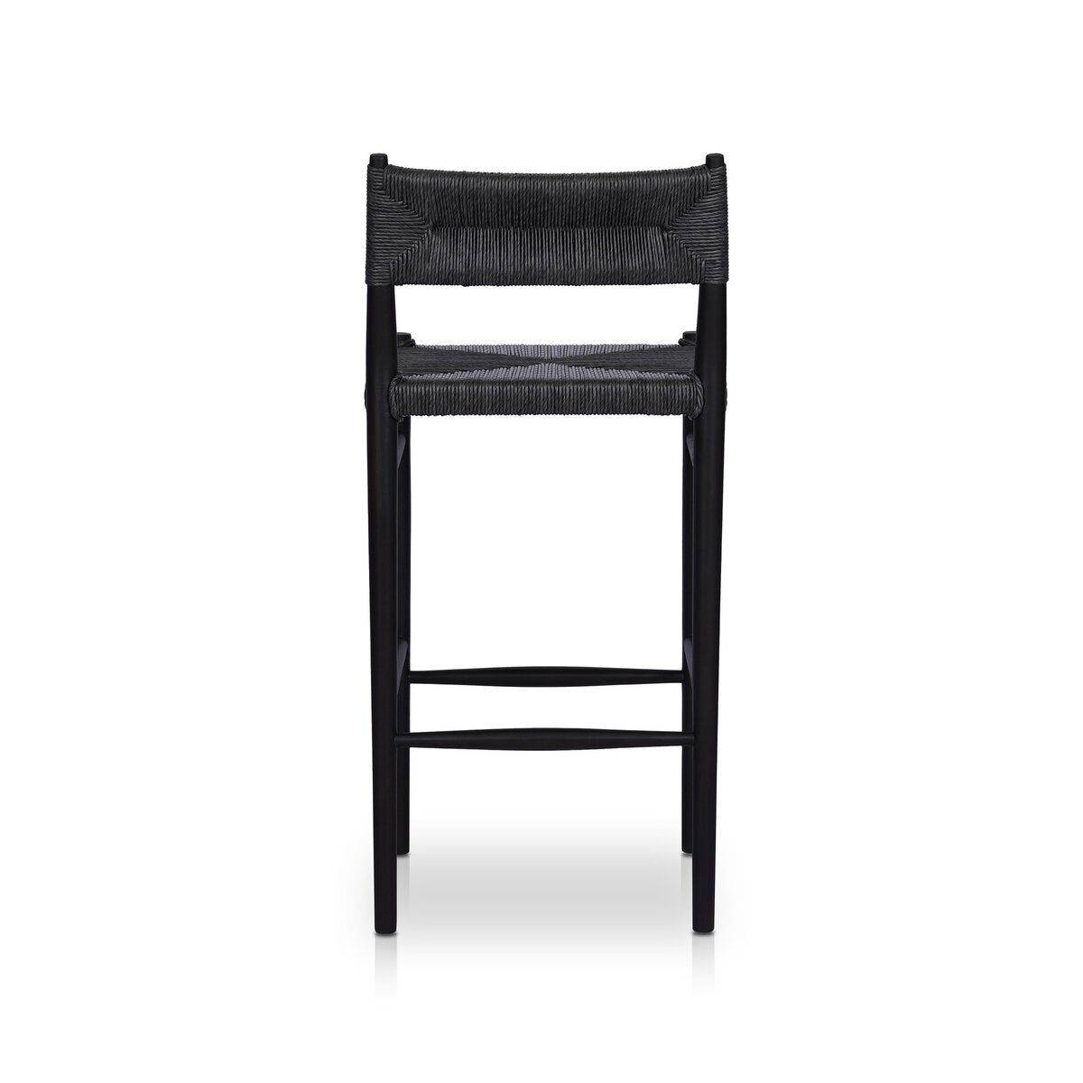 Black Teak and Wicker Bar Stool