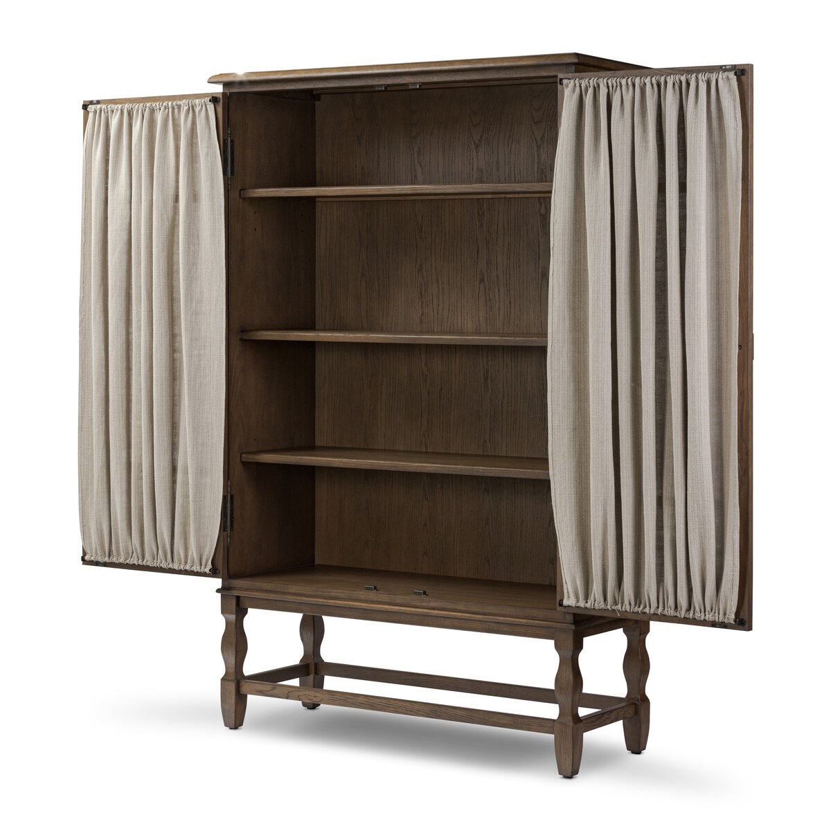 Oak Curtained Cabinet