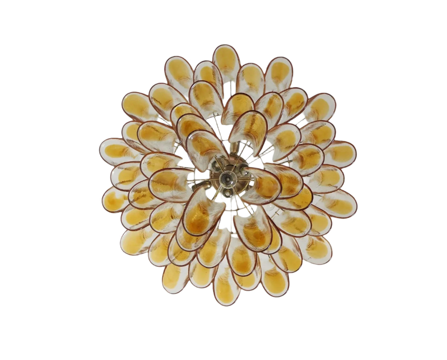 Vintage Amber Glass Petal Chandelier
