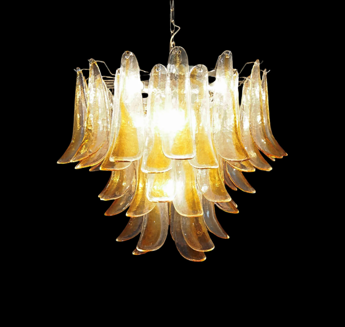 Vintage Amber Glass Petal Chandelier