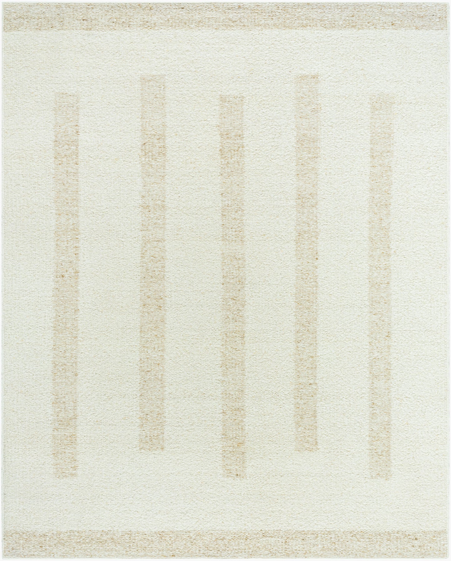 Hand Woven Beige Stripe Rug - 8 x 10