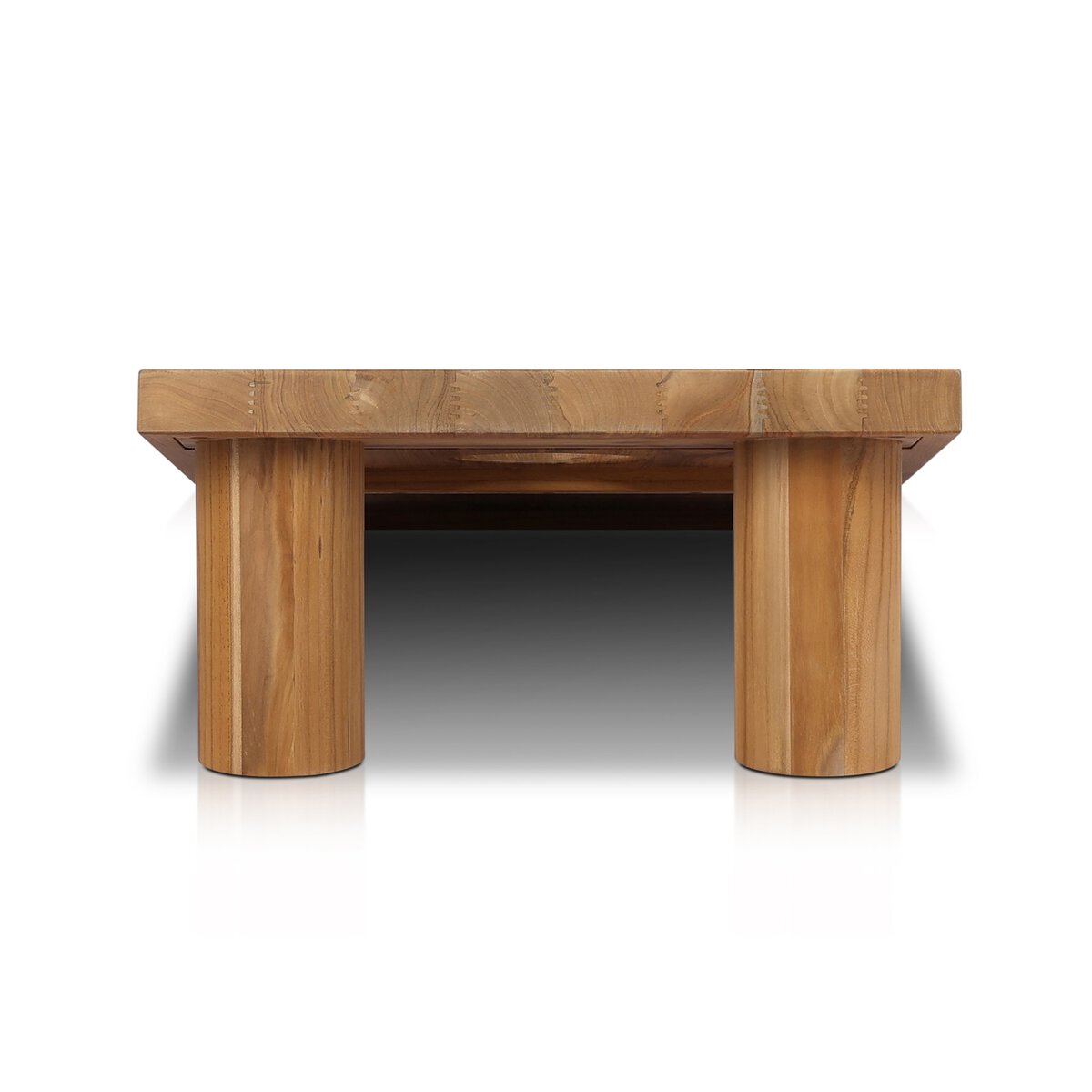 Front view of the Outdoor Bag Toss Set featuring a thick rectangular top and four wide cylindrical legs, inspired by regulation size designs, displayed against a white background with a subtle shadow below.