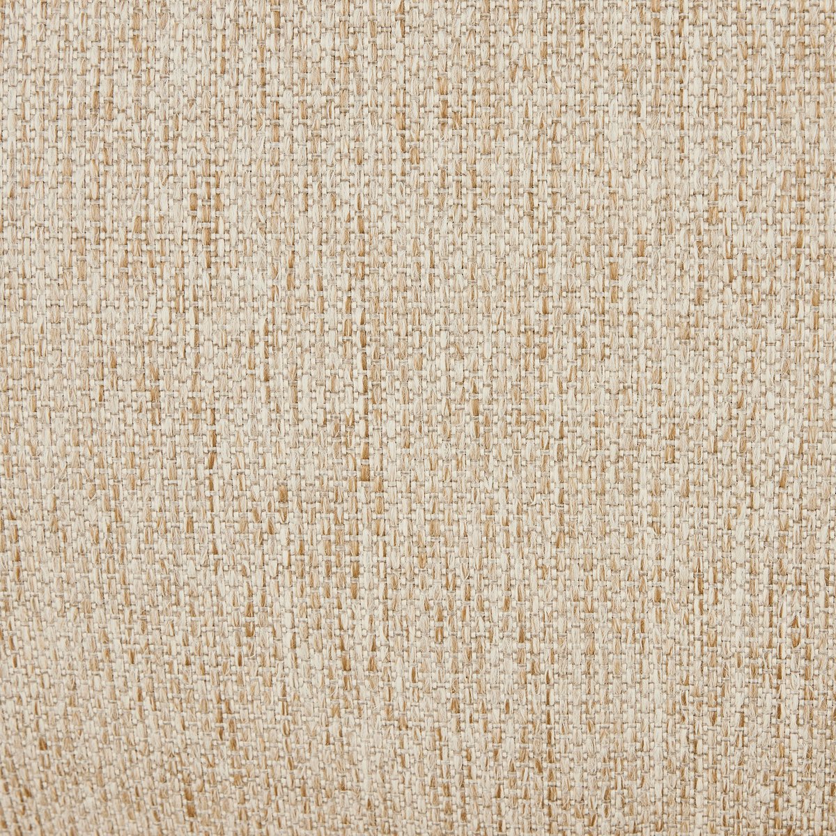 Close-up of the Barrel Back Outdoor Chair’s warm beige upholstery with a woven pattern. Irregular off-white and light brown threads create a tactile, textured surface ideal for outdoor seating.