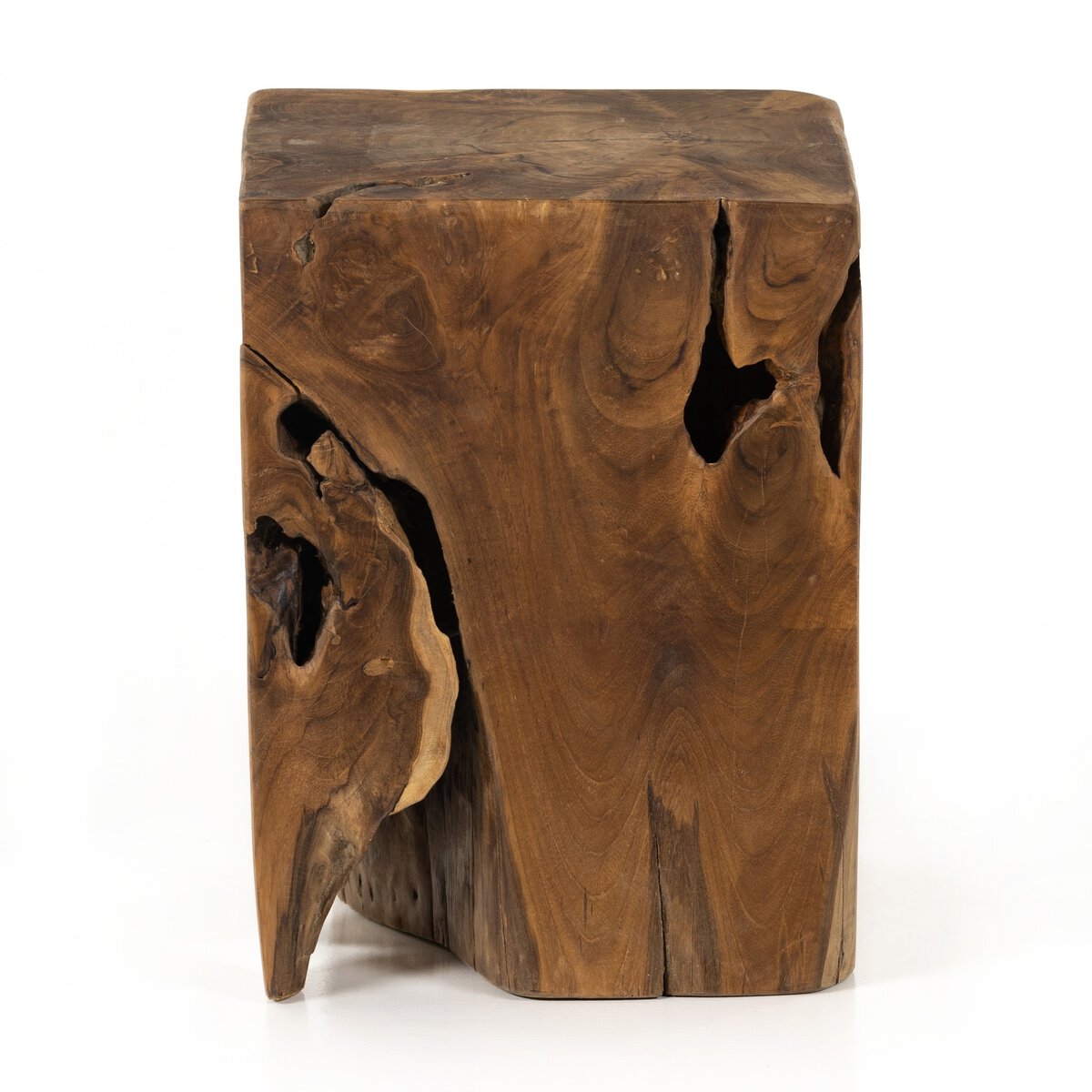 Aged Teak Square End Table