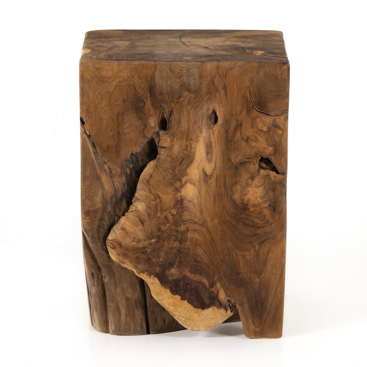 Aged Teak Square End Table