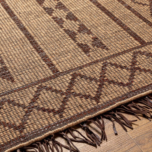 9' x 12' Tribal Leather & Jute Area Rug