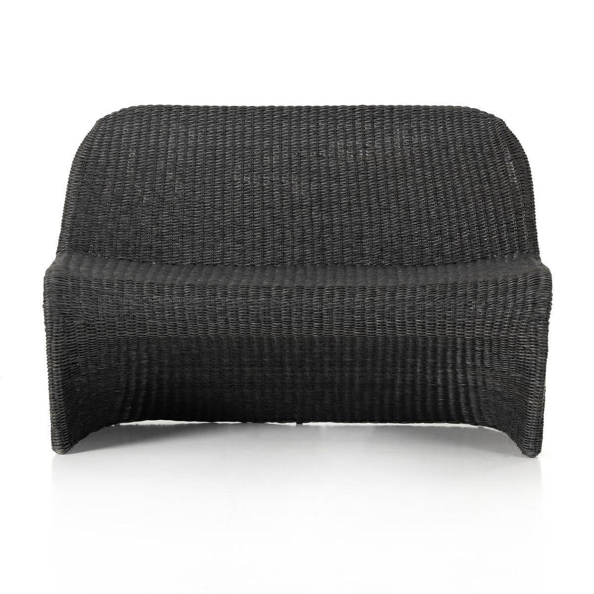Black Wicker Outdoor Dining Bench