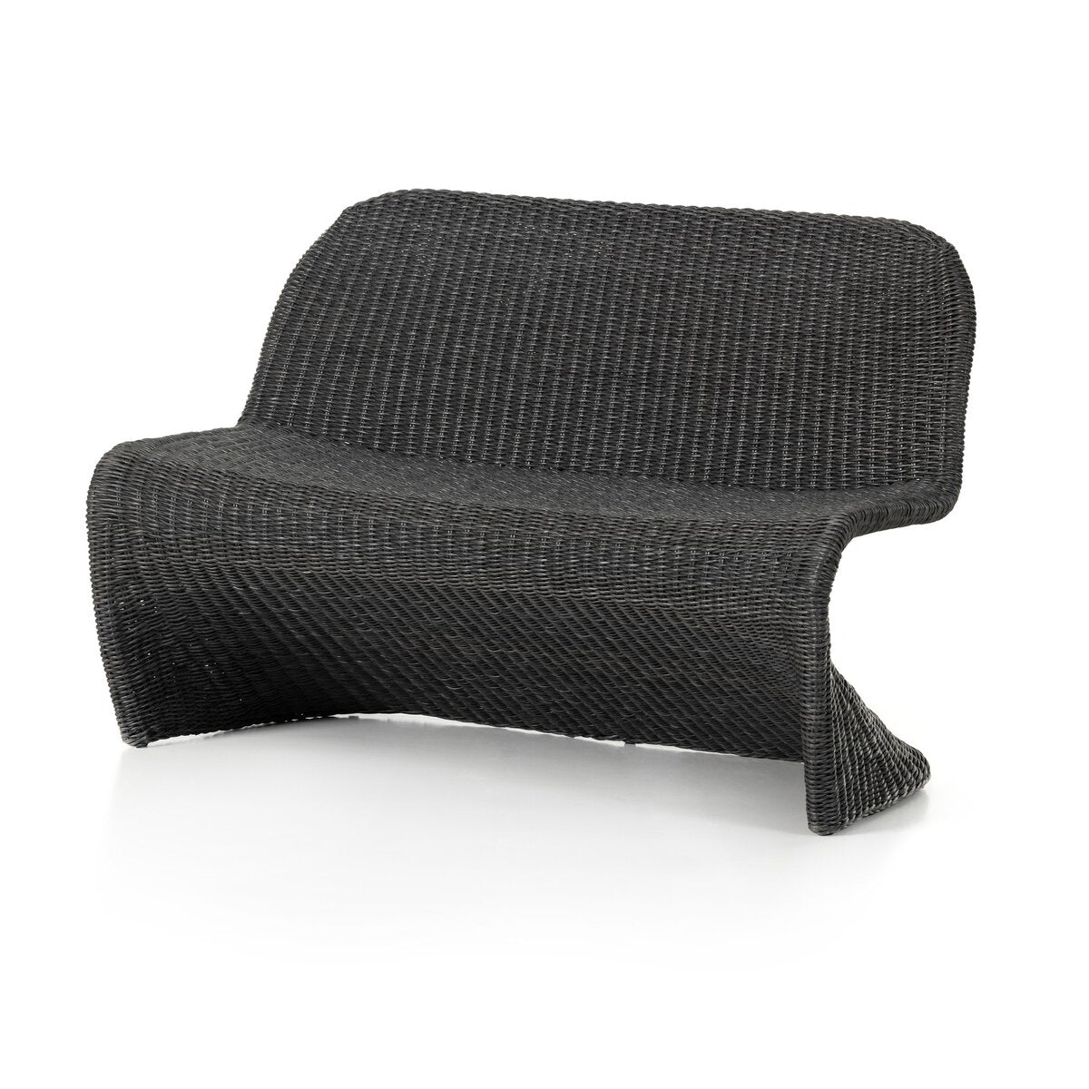Black Wicker Outdoor Dining Bench