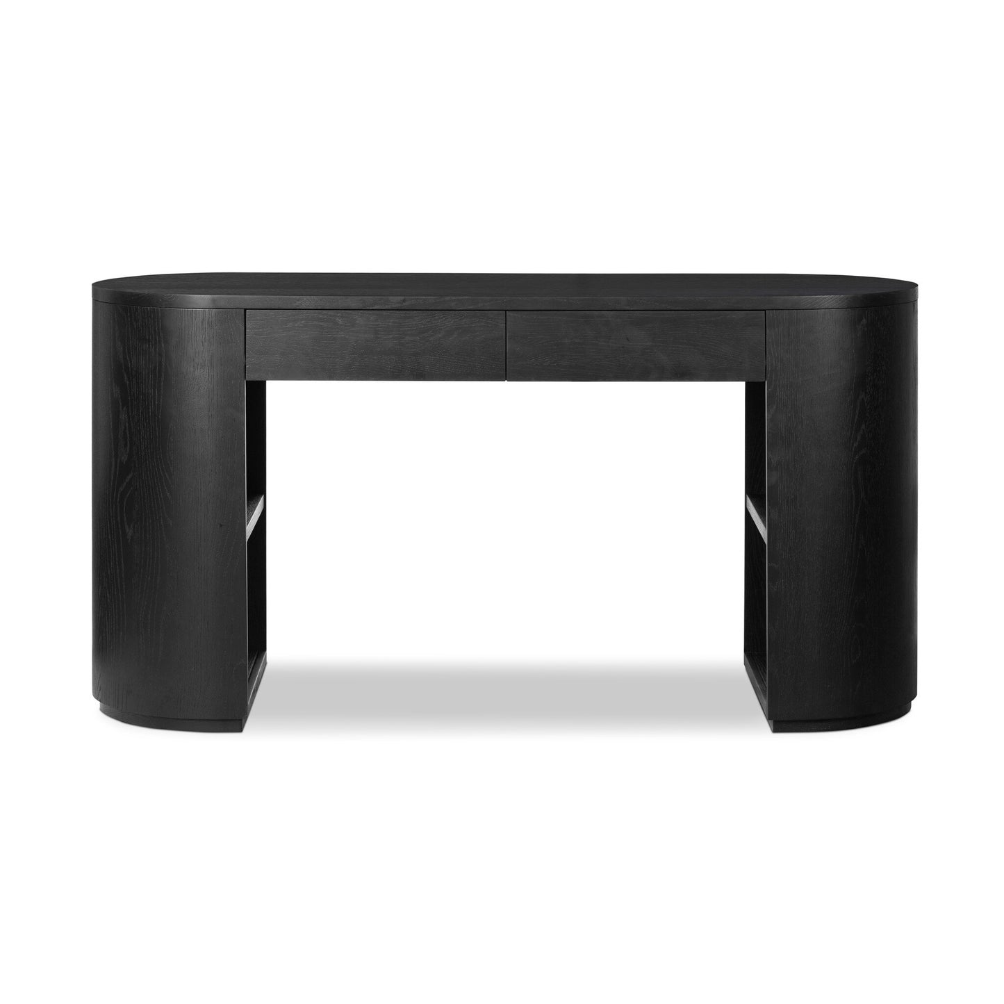 Curved Ebony Oak Desk - Black