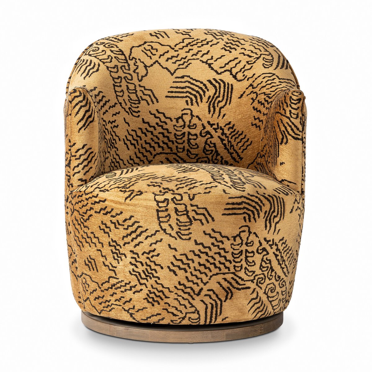 Abstract Print Velvet Swivel Chair