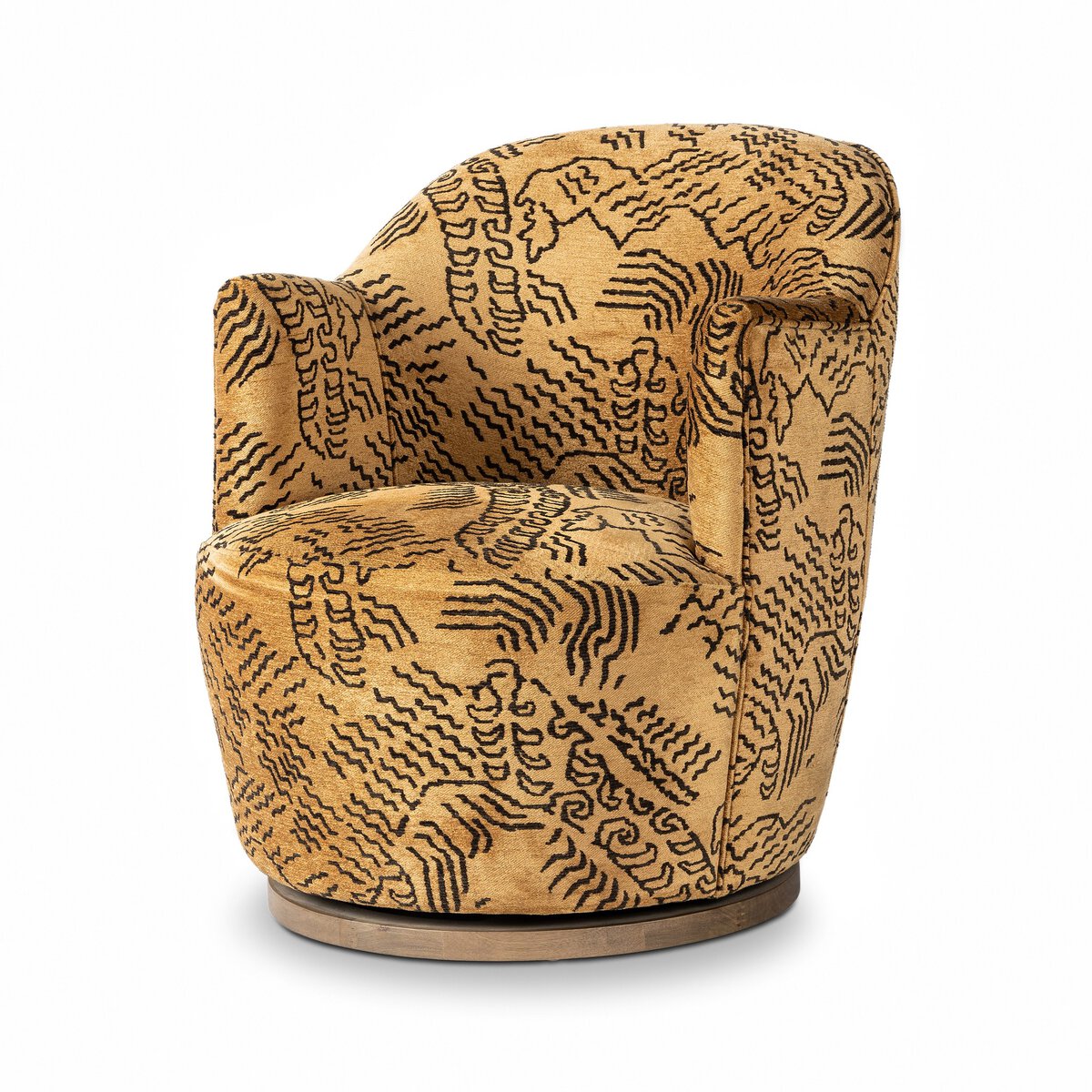Abstract Print Velvet Swivel Chair