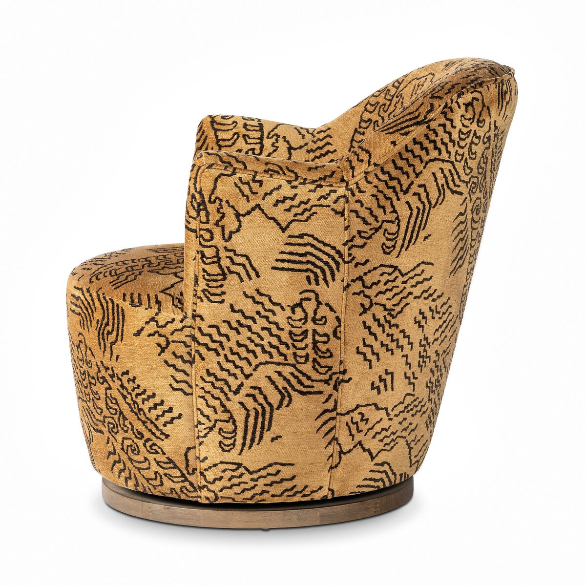 Abstract Print Velvet Swivel Chair