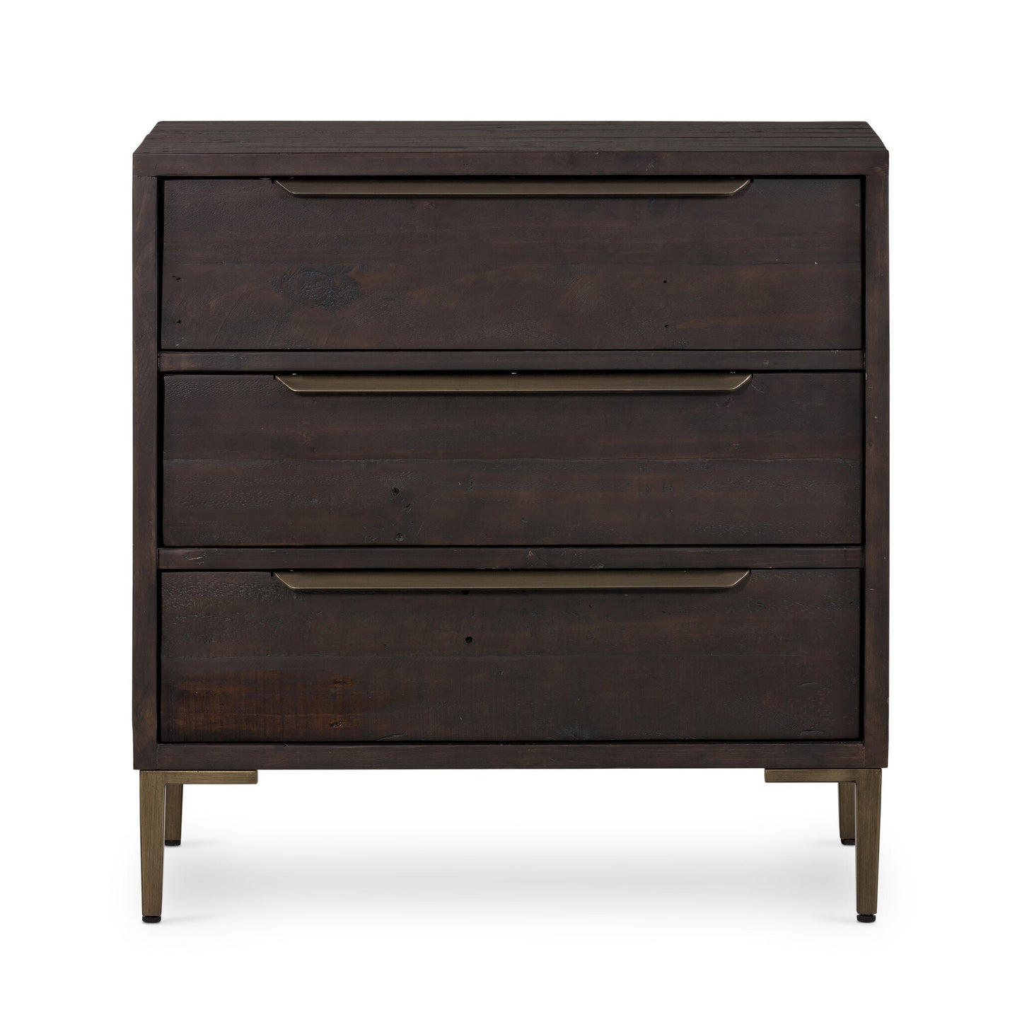 3-Drawer Pine Cabinet - Dark Brown