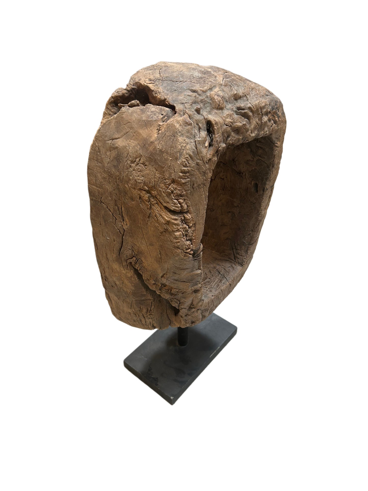 Oval Hollow Wood Sculpture on Stand