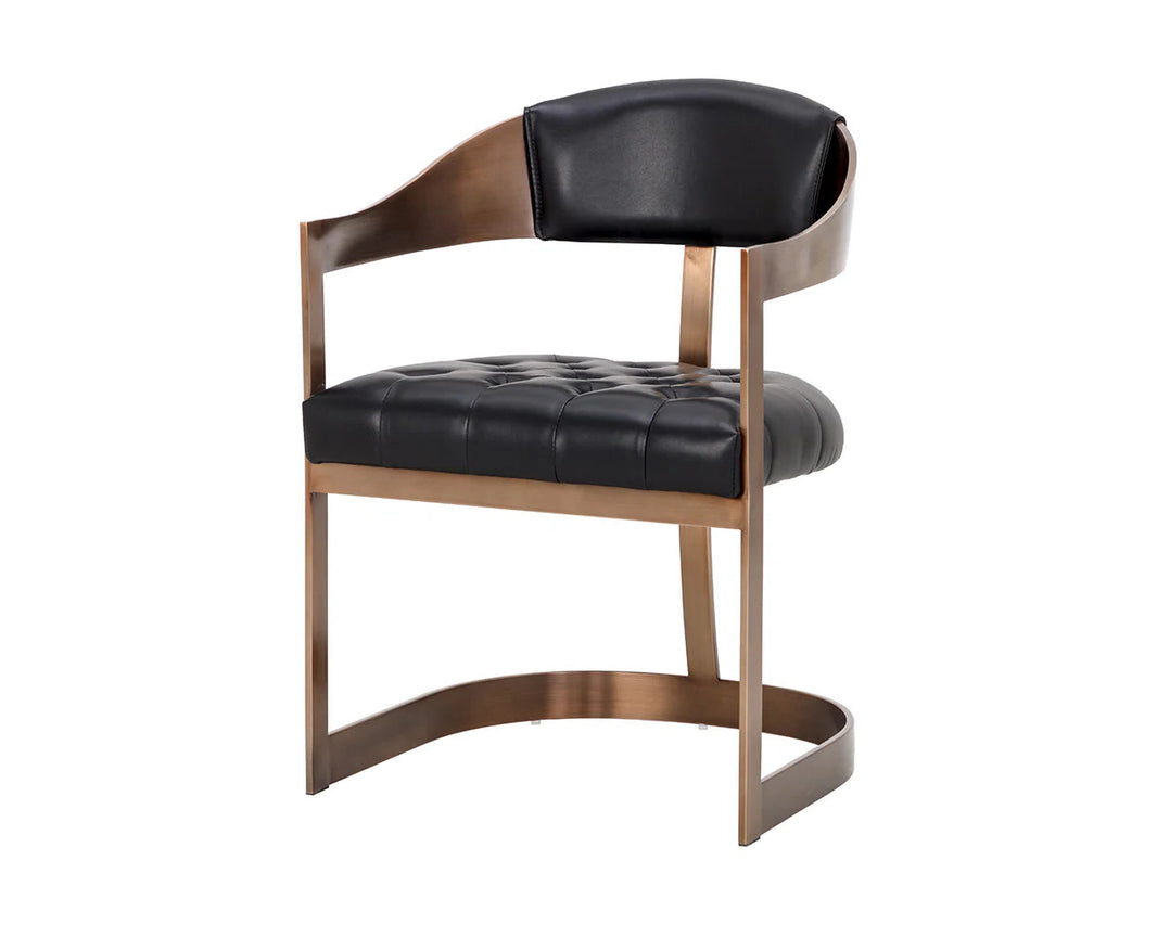 Sloped Brass & Tufted Armchair