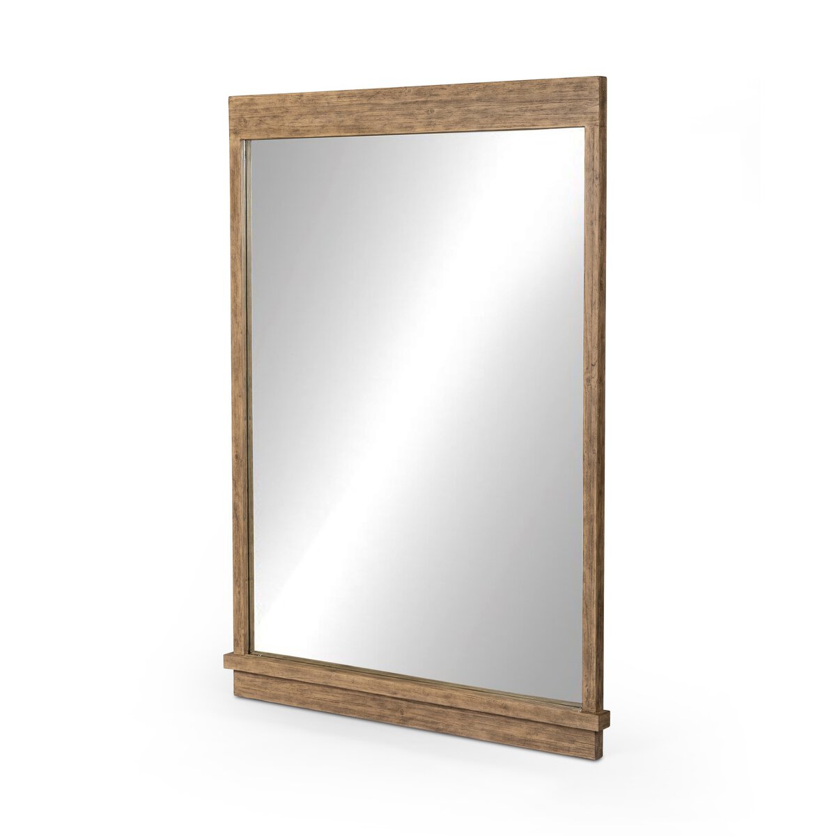 The Ledge Floor Mirror features a rectangular wooden frame with a natural finish, a small bottom ledge, and overall dimensions of 60x84, shown against a plain white background.