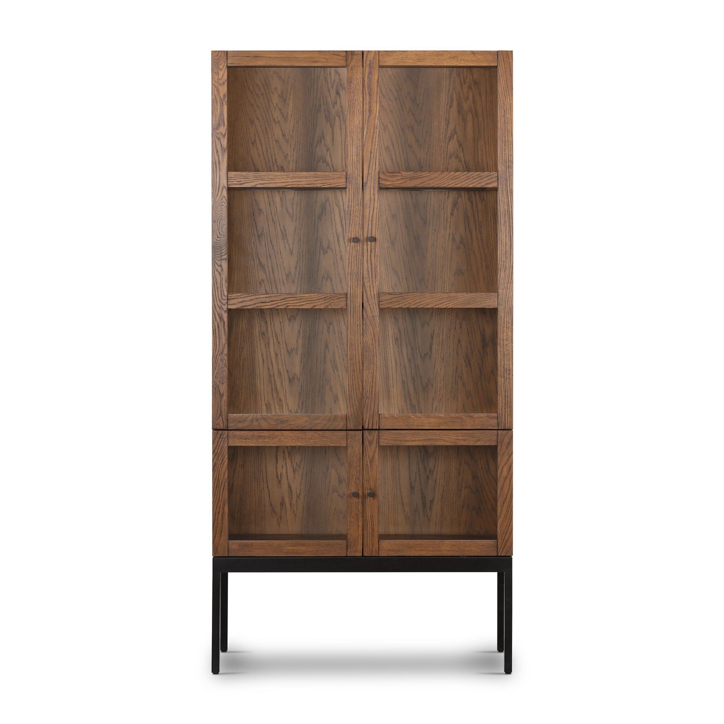 Glass Door Cabinet - Warm Oak