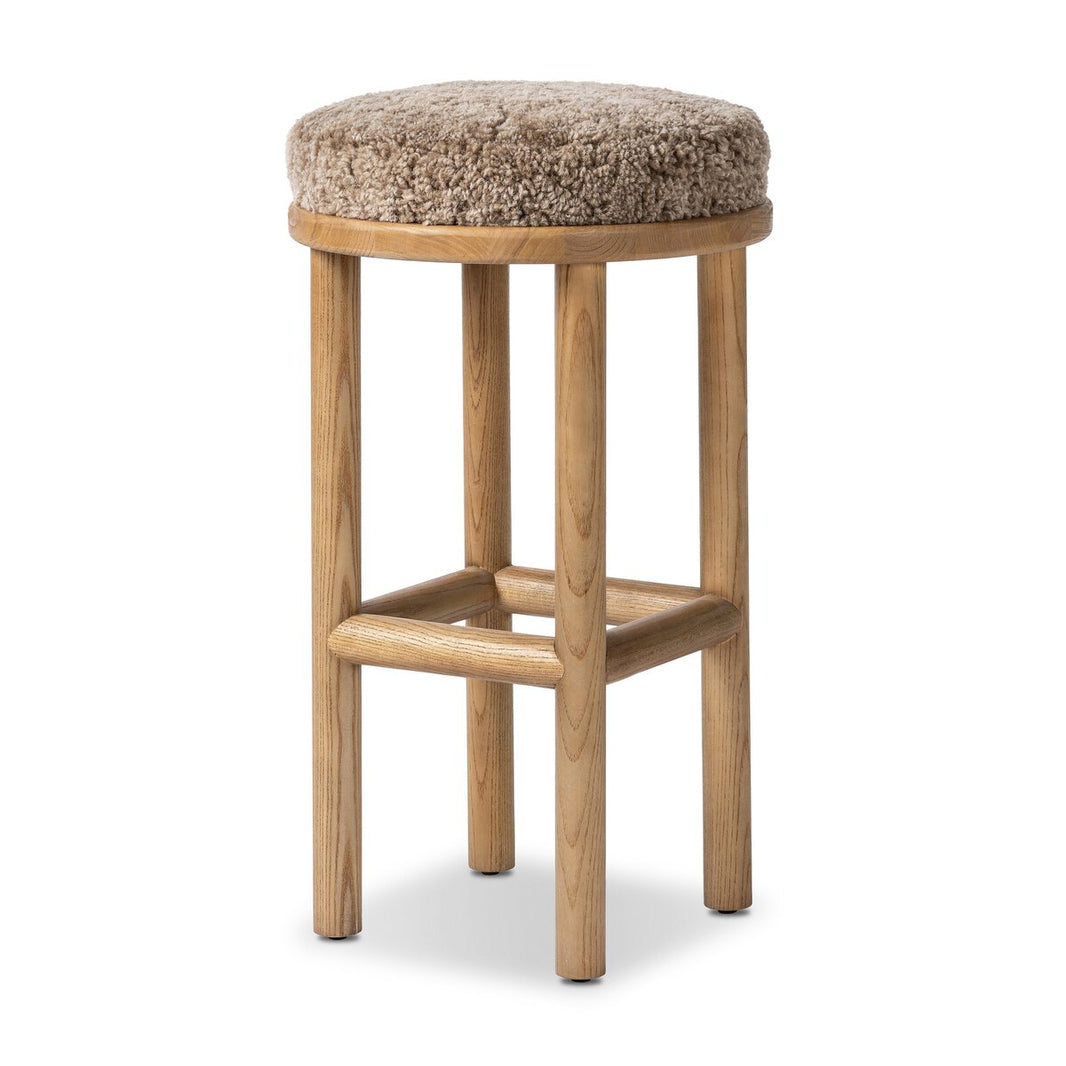 Taupe Shearling Bar Stool
