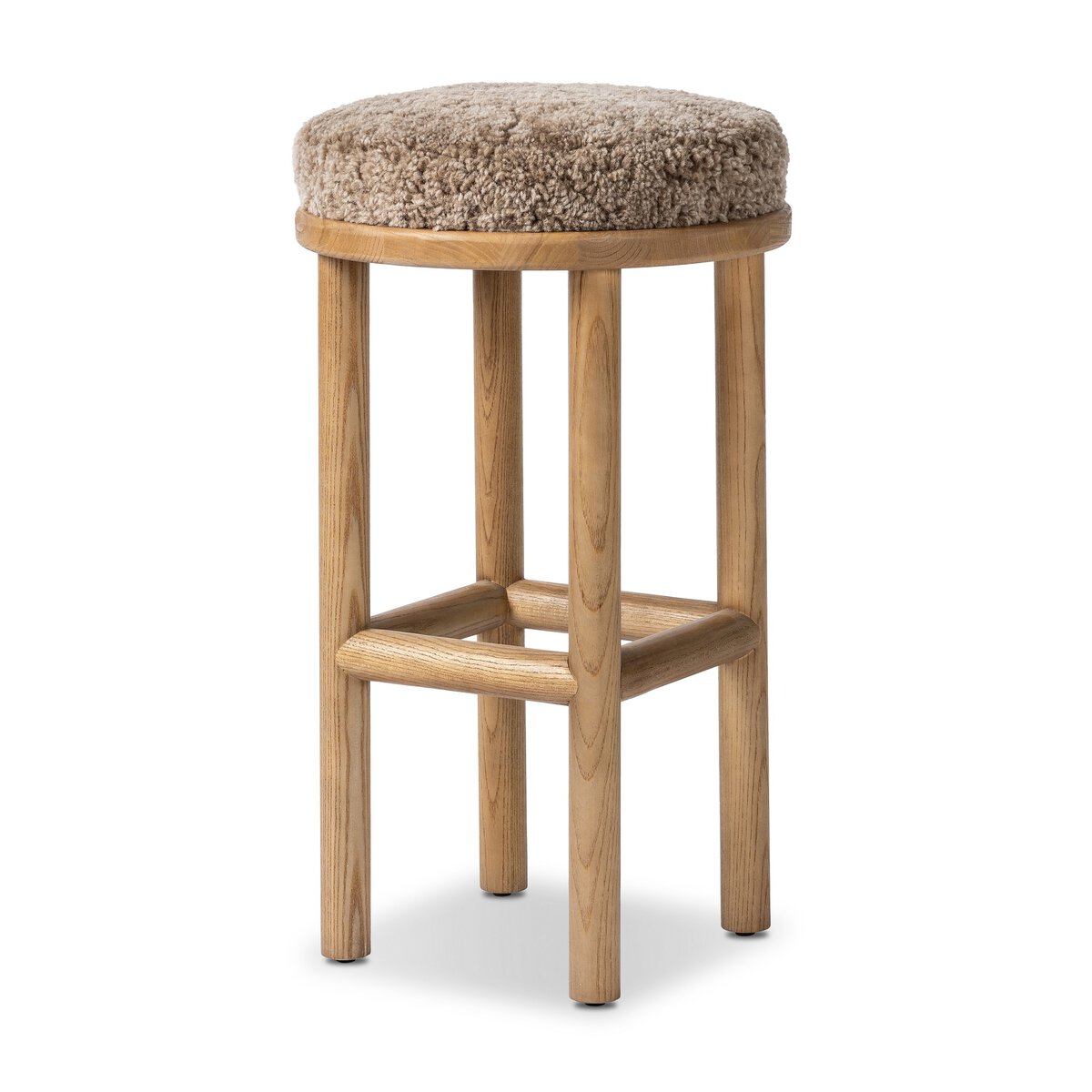 Taupe Shearling Bar Stool