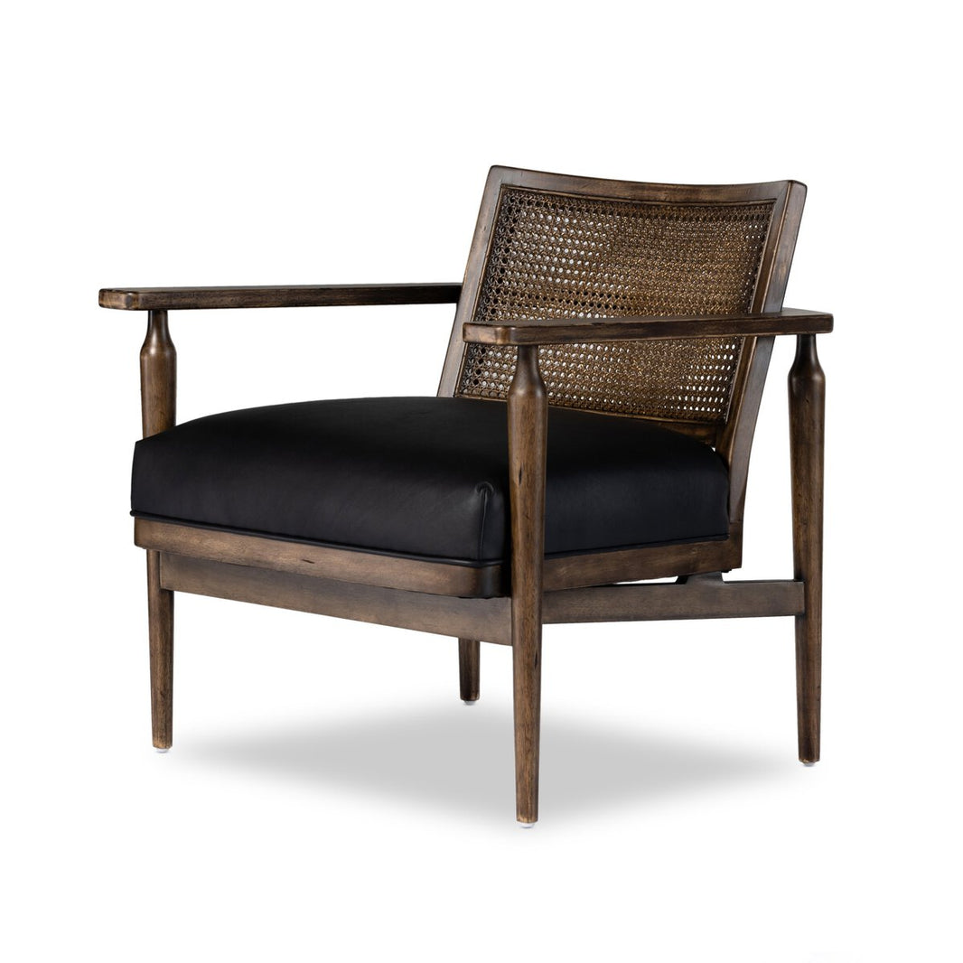 Cane Leather Lounge Chair