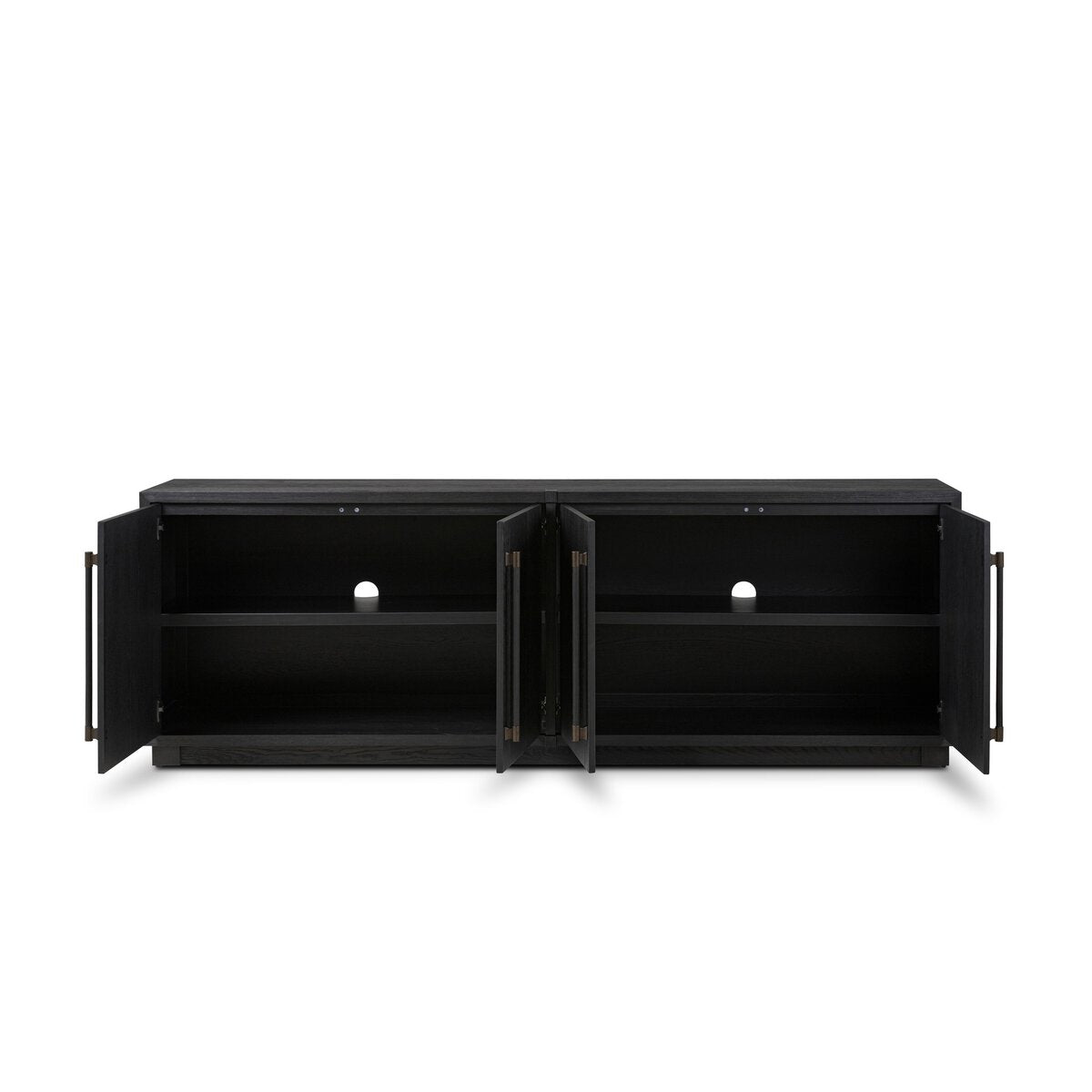 Modern Black Ash & Brass Bar 4 Door Sideboard