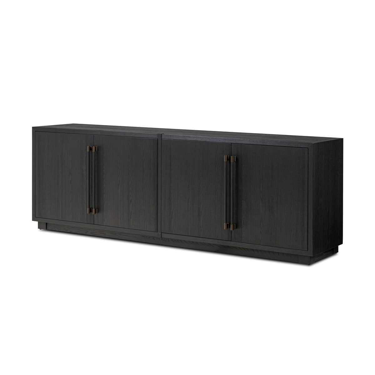 Modern Black Ash & Brass Bar 4 Door Sideboard