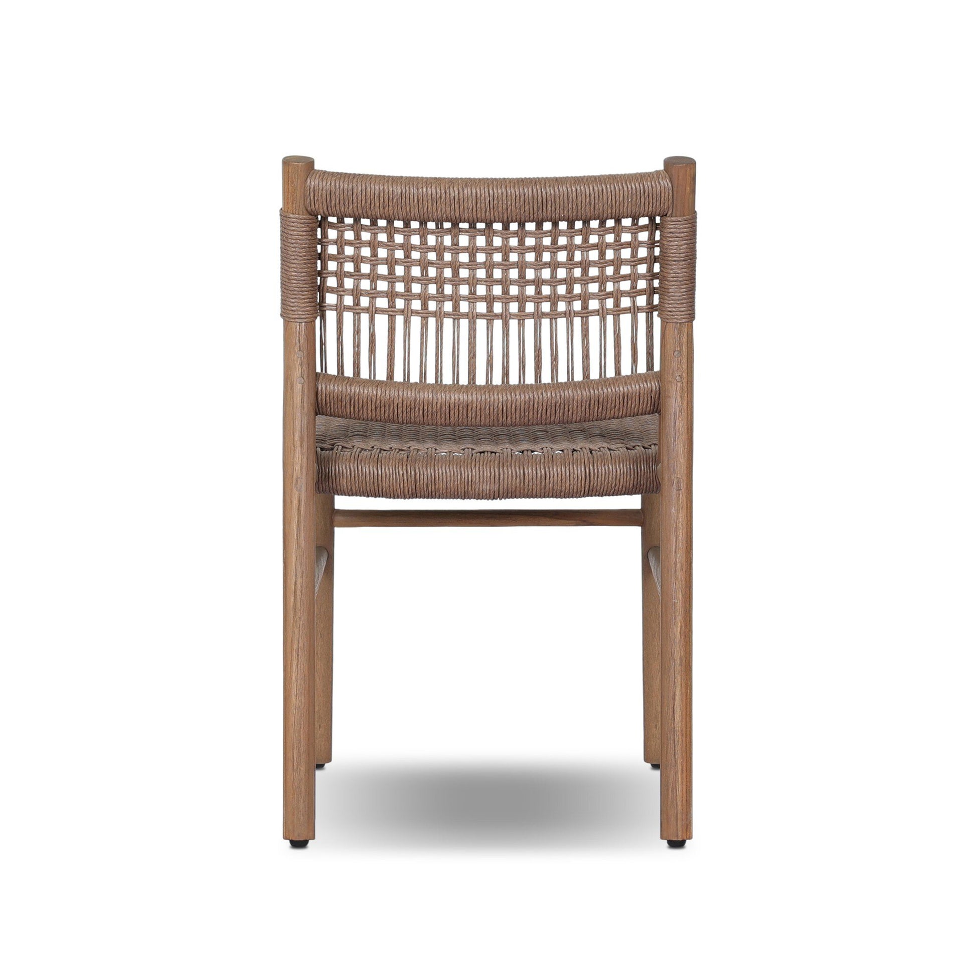 The Polyethylene Open Weave Outdoor Dining Chair features a grid-patterned woven seat back, shown from behind against a plain white background.