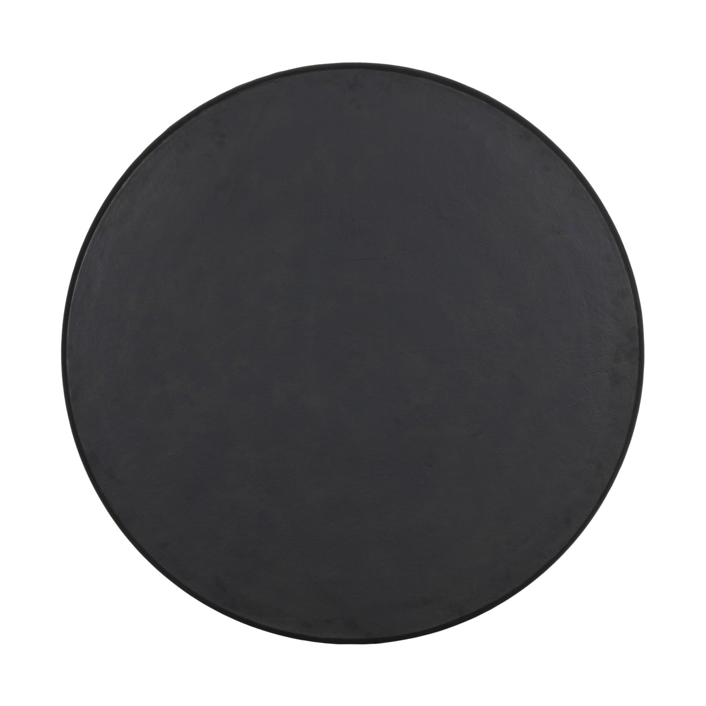 A round, black Aluminum Sculptural Pedestal Outdoor Table is photographed from above against a white background.