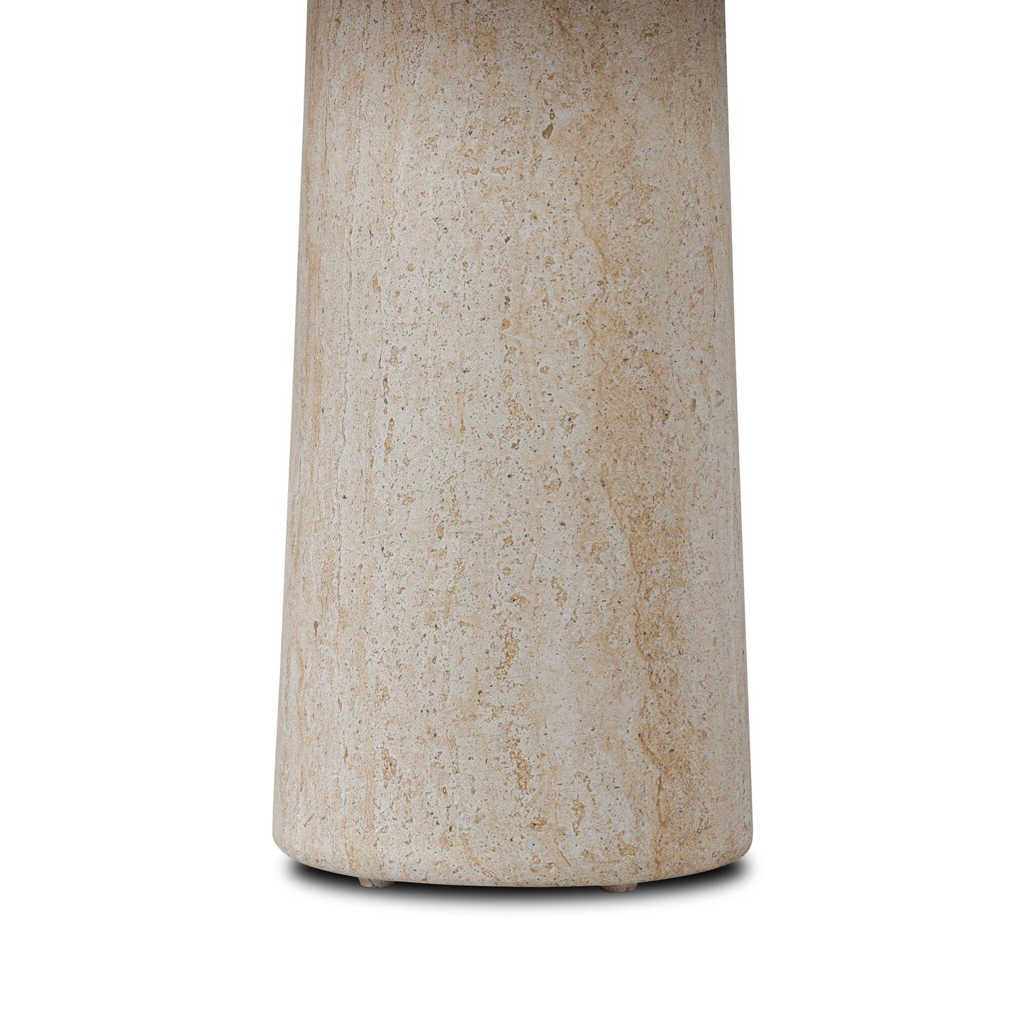 Close-up of the Solid Concrete Pedestal Design | Outdoor End Table’s base, crafted from beige sand concrete with a smooth finish and subtle natural patterns, shown against a white background.