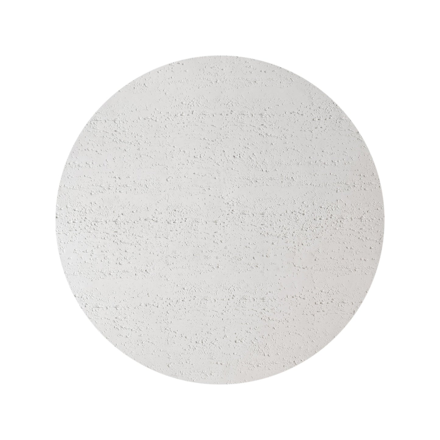 A Solid Concrete Plinth-Style Outdoor Coffee Table, featuring a round, flat white textured design, is centered on a plain white background.