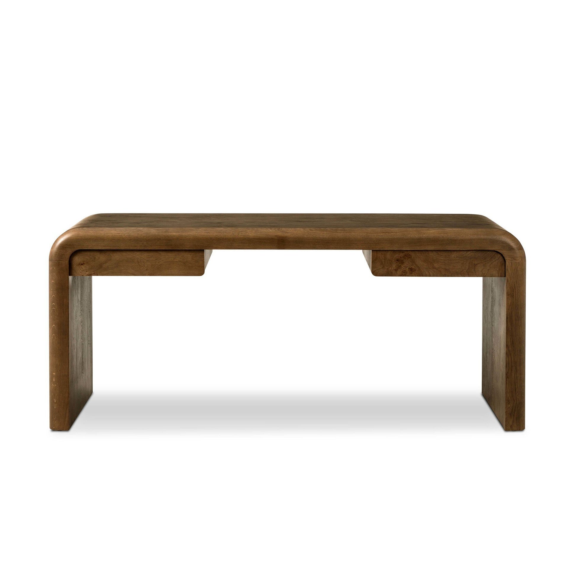 The Daven Desk is a rectangular wooden desk with smooth, rounded edges and solid sides, shown against a plain white background. Overall dimensions: 70.00"w x 28.00"d x 30.00"h.