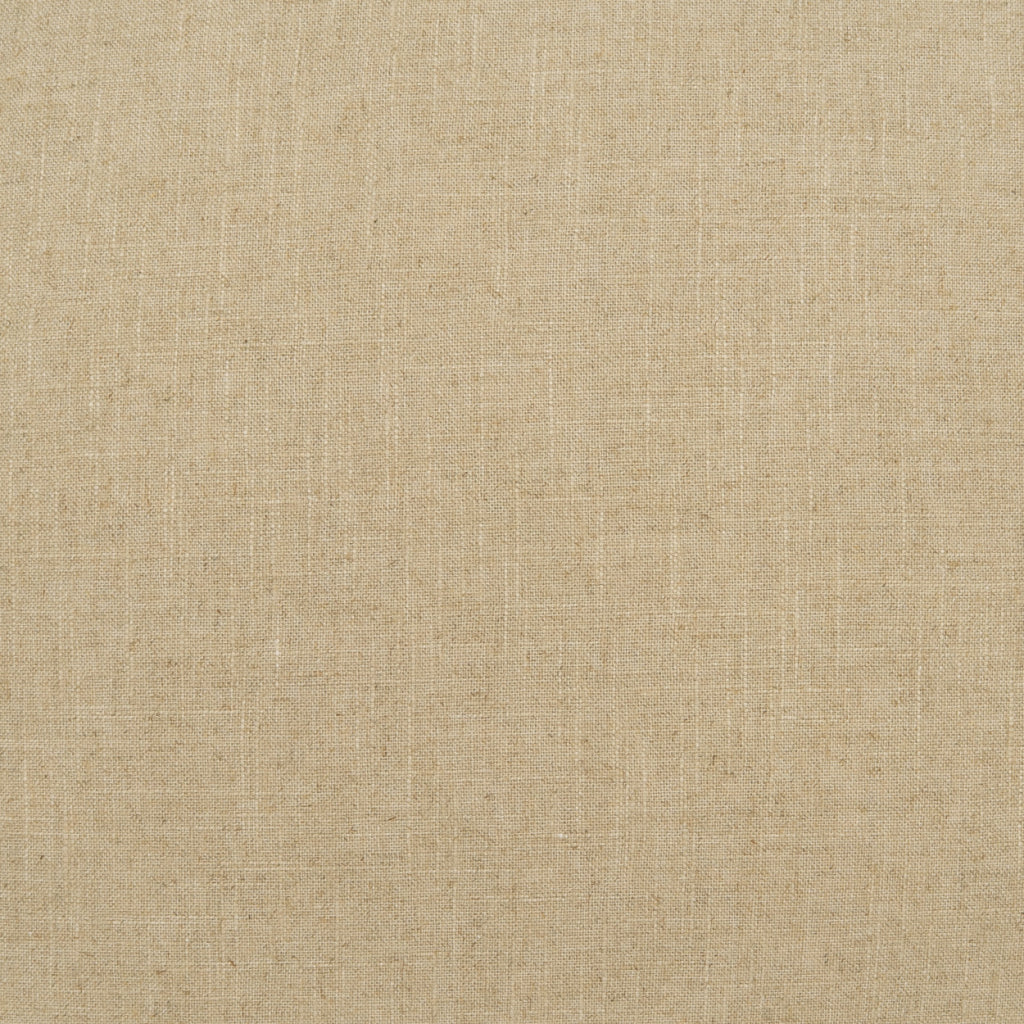 Close-up view of the Tan Linen Flange Pillow featuring beige linen fabric with a woven texture. Visible fibers and intersecting threads create a smooth, neutral surface with a natural, slightly irregular pattern—ideal for classic décor or as a 24x24 pillow with a feather insert.