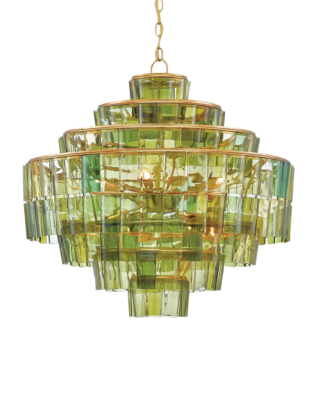 Green Glass Fringe Chandelier