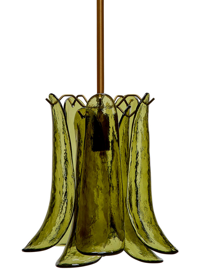 Smoke Green Glass Petal Pendant