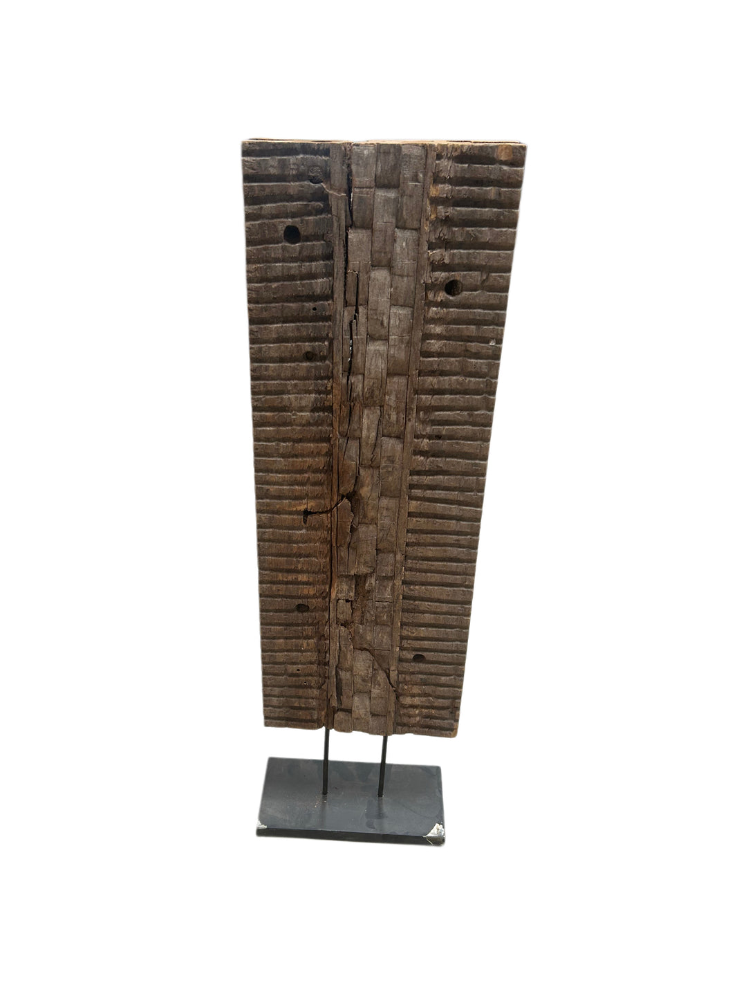 ANTIQUE WOOD SHIELD WITH STAND - Tall