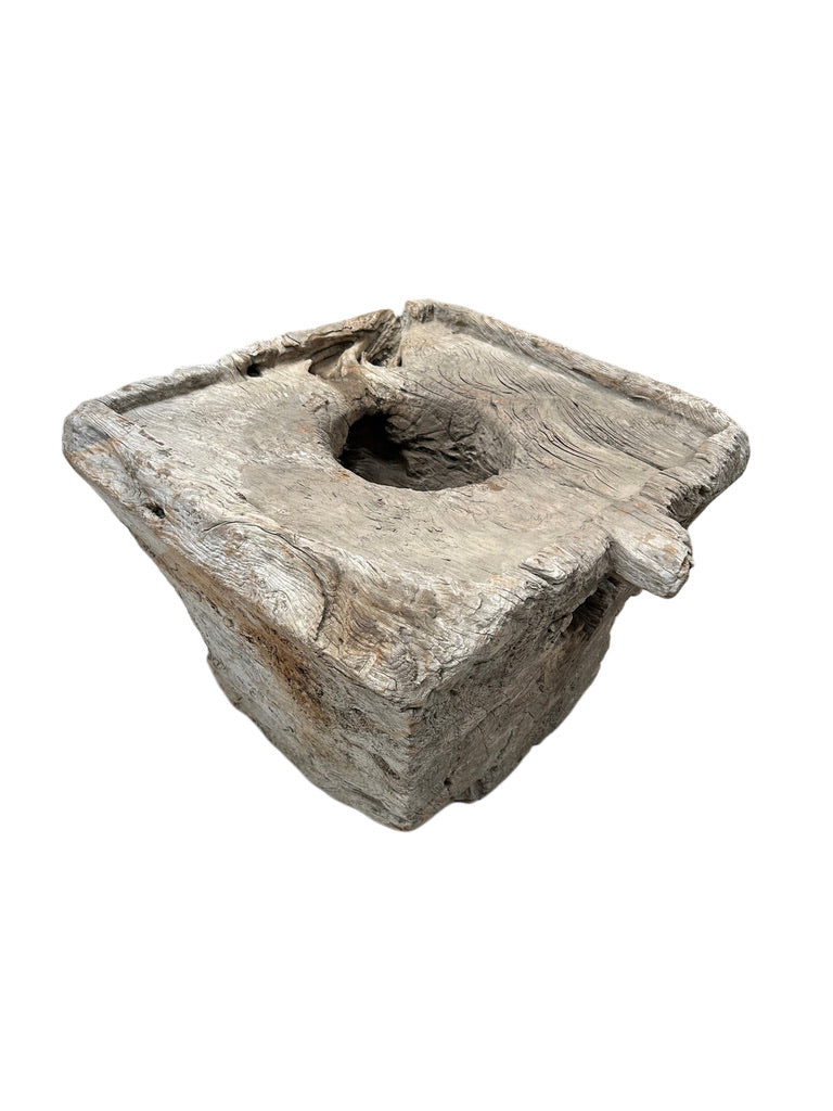 VINTAGE WOODEN MORTAR PLANTER