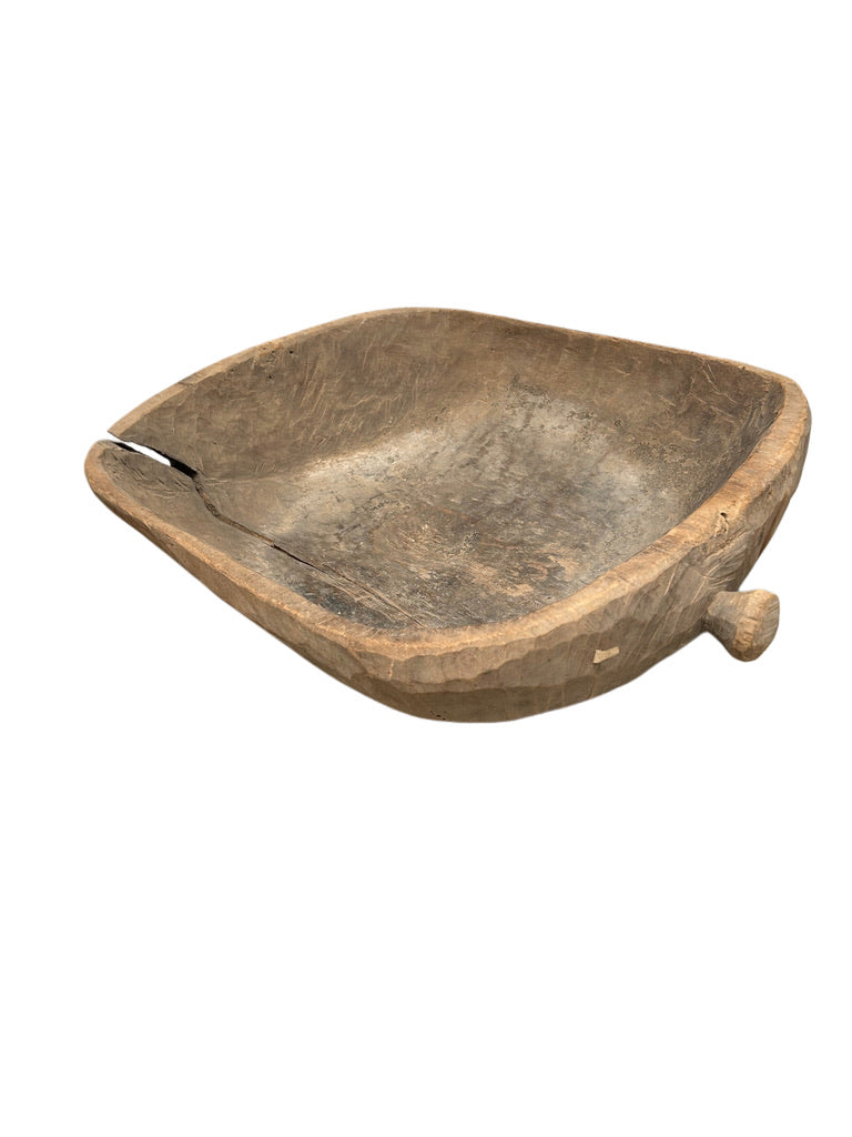 VINTAGE WOODEN BOWL WITH HANDLE