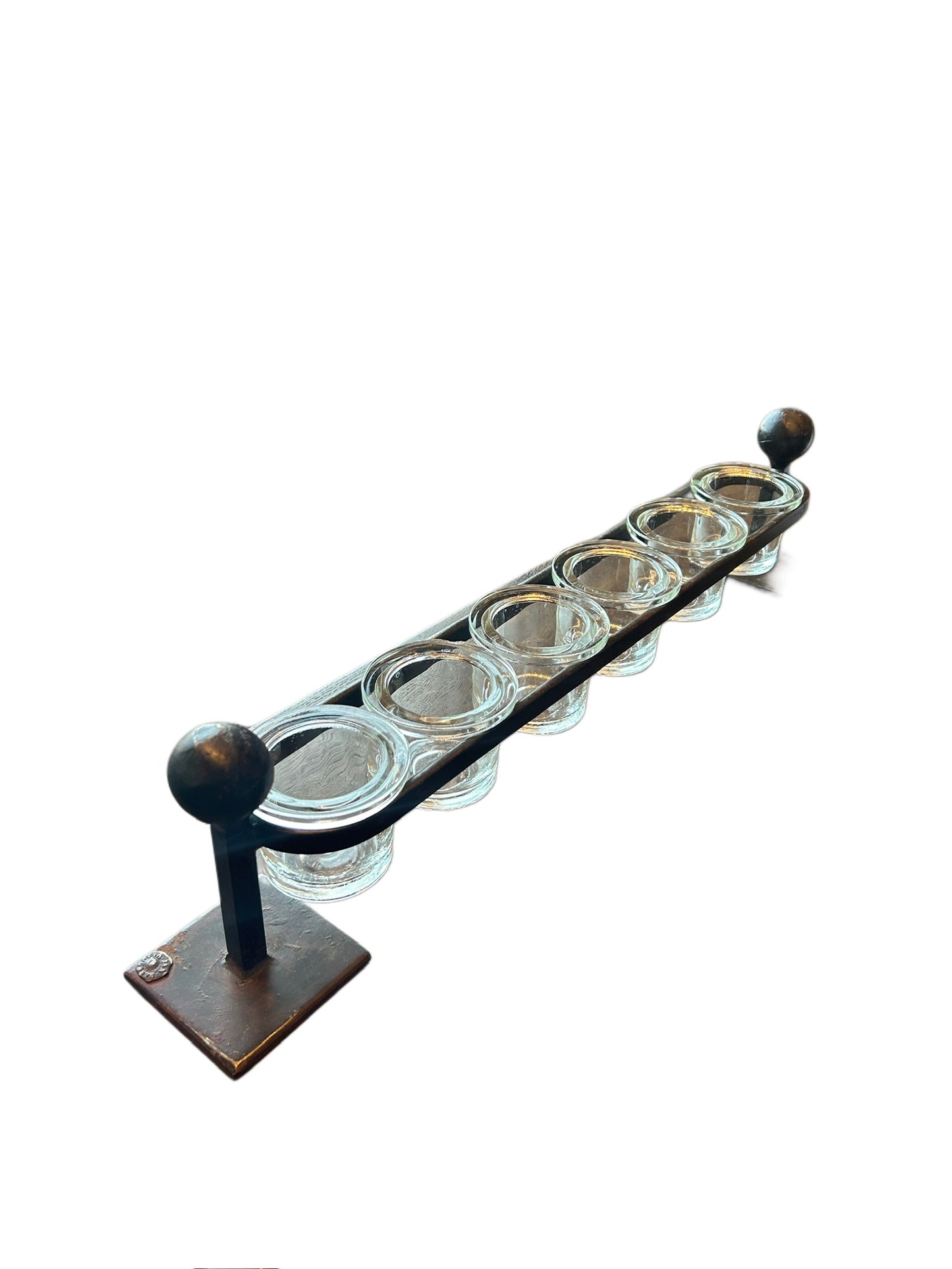 Vintage Iron & Glass Tea Light Holder