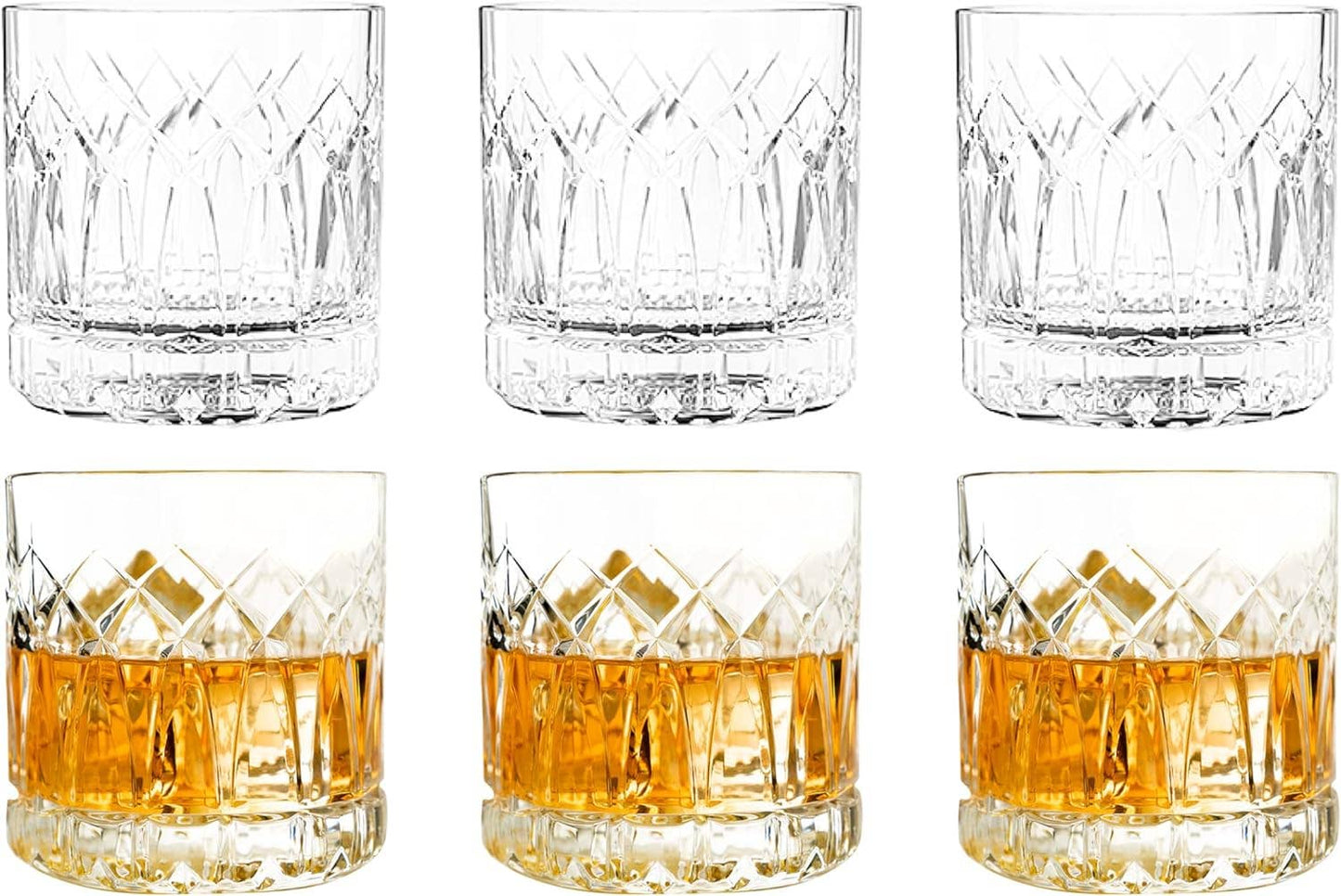 The LEMONSODA Premium Double Rocks Whiskey Glass (12oz) is showcased against a white background—an elegant addition to any home bar. Perfect for savoring your favorite whiskey in style.