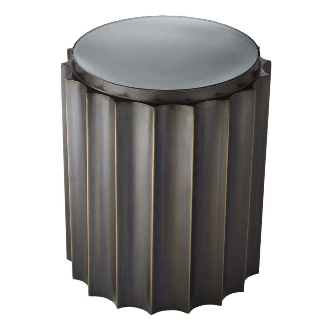Fluted Metal Column Side Table