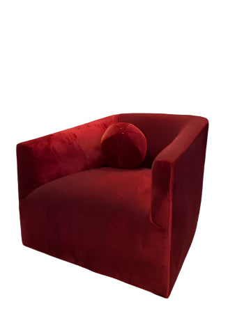 Merlot Velvet Shelter Arm Swivel Chair