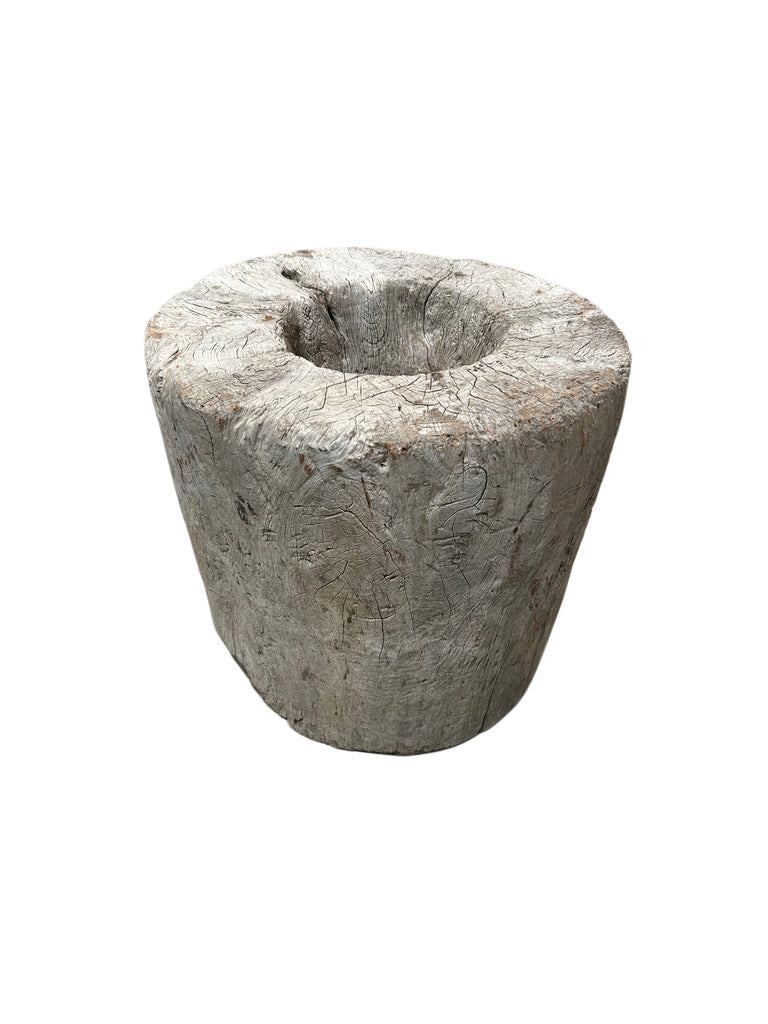 VINTAGE WOODEN MORTAR PLANTER