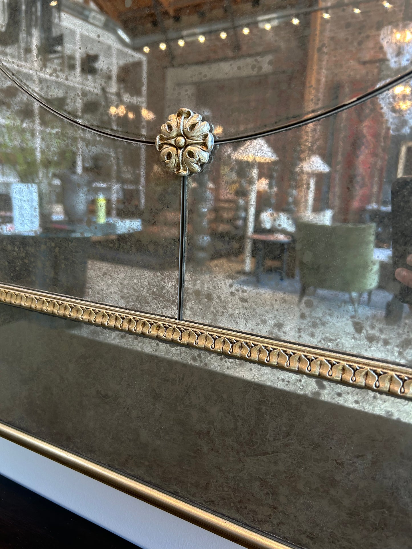 Antique Glass Rosette Mirror
