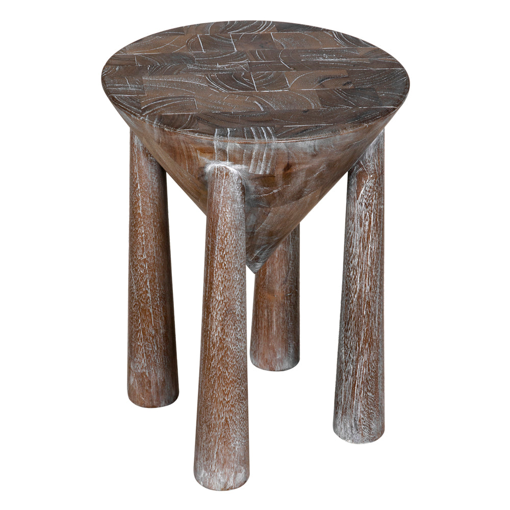 The Kongo Side Table is a stylish, contemporary wooden stool with four legs that blends functionality and modern design for any space.