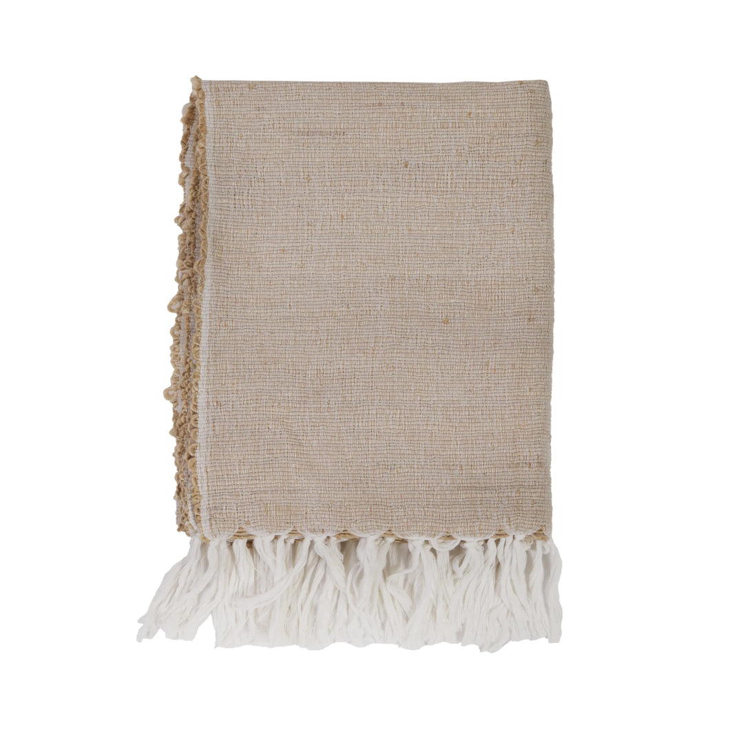 Textured Natural Throw Blanket