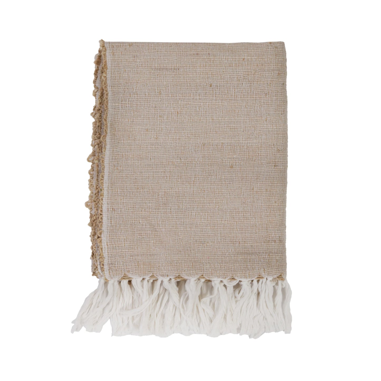 Textured Natural Throw Blanket