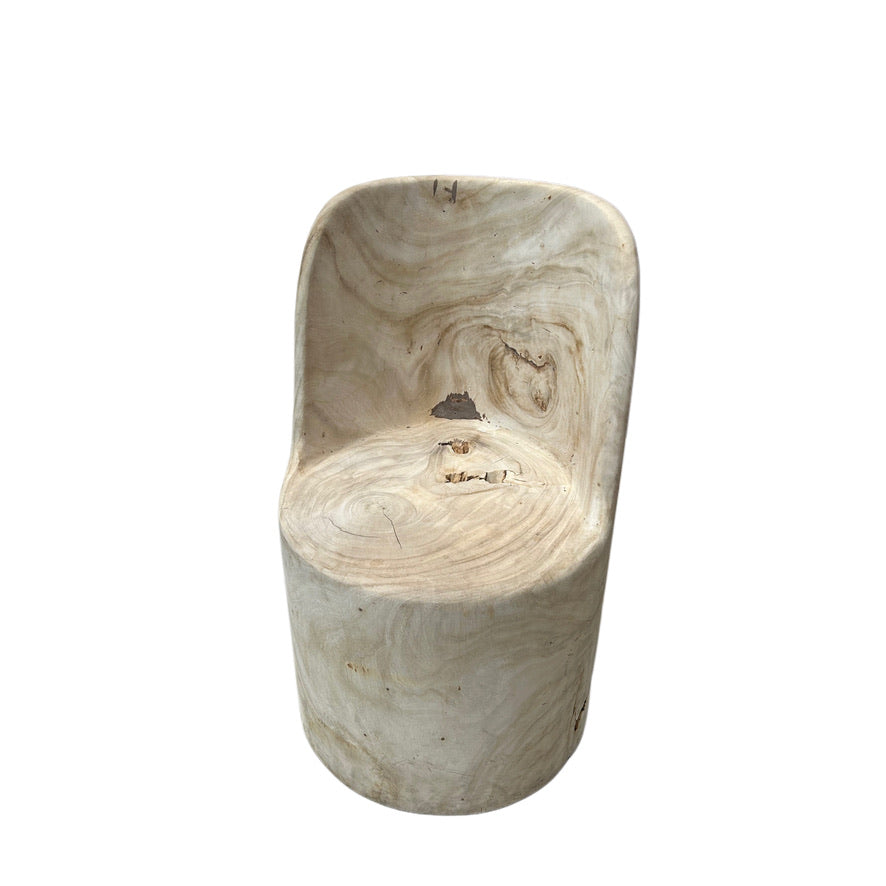 BLEACHED CARVED SOLID ACACIA HIGHBACK CHAIR - SLIM